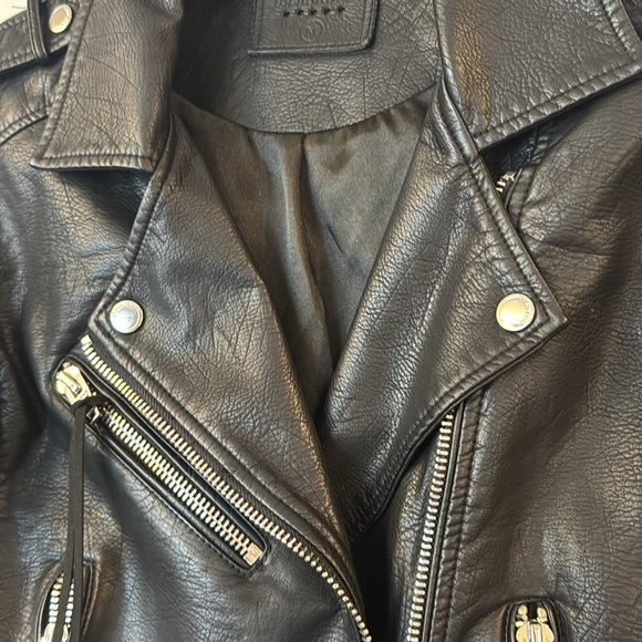 Blank NYC The Essentials Women's Jacket Size M Moto Vegan Black Leather Chrome - Picture 6 of 16